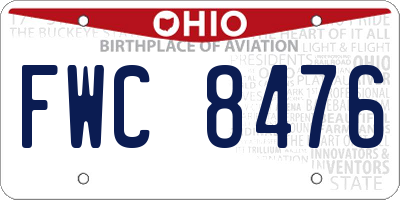 OH license plate FWC8476