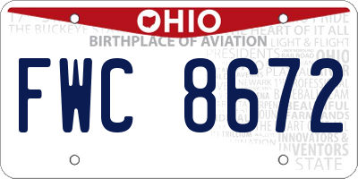 OH license plate FWC8672