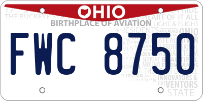OH license plate FWC8750