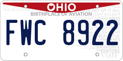 OH license plate FWC8922