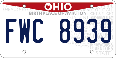 OH license plate FWC8939