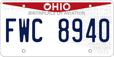 OH license plate FWC8940