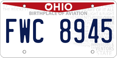 OH license plate FWC8945