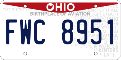 OH license plate FWC8951