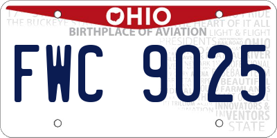 OH license plate FWC9025