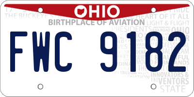 OH license plate FWC9182