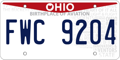 OH license plate FWC9204