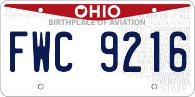 OH license plate FWC9216