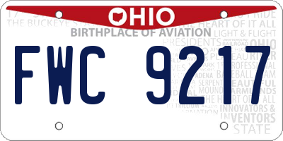 OH license plate FWC9217