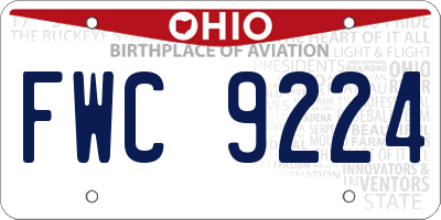 OH license plate FWC9224