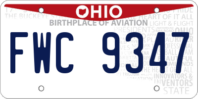 OH license plate FWC9347