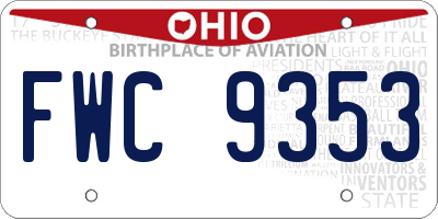 OH license plate FWC9353