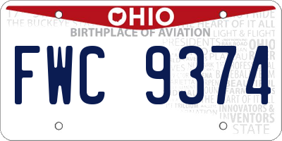 OH license plate FWC9374