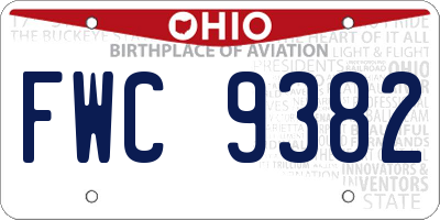 OH license plate FWC9382