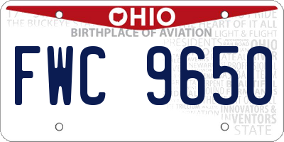 OH license plate FWC9650