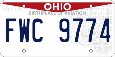 OH license plate FWC9774