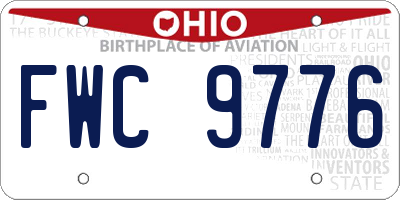 OH license plate FWC9776