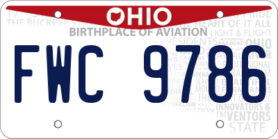 OH license plate FWC9786