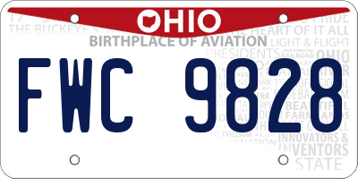 OH license plate FWC9828