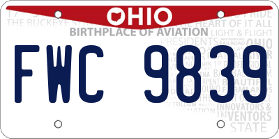 OH license plate FWC9839