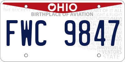 OH license plate FWC9847