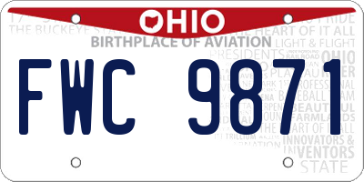 OH license plate FWC9871