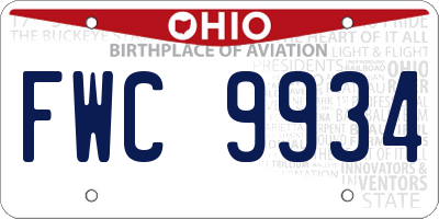 OH license plate FWC9934