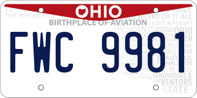 OH license plate FWC9981