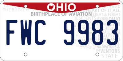 OH license plate FWC9983