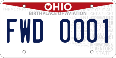 OH license plate FWD0001