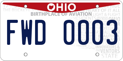 OH license plate FWD0003