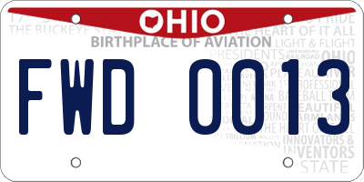 OH license plate FWD0013