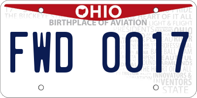 OH license plate FWD0017