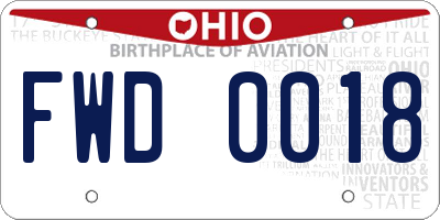 OH license plate FWD0018