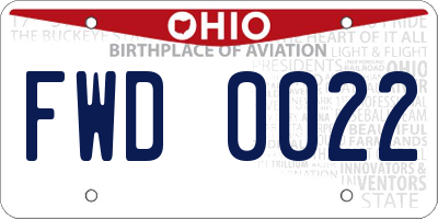 OH license plate FWD0022