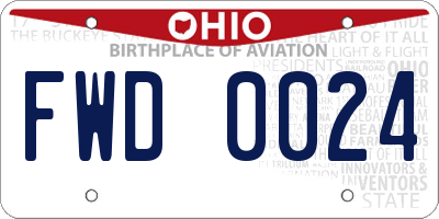 OH license plate FWD0024