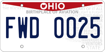 OH license plate FWD0025