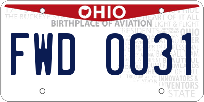 OH license plate FWD0031