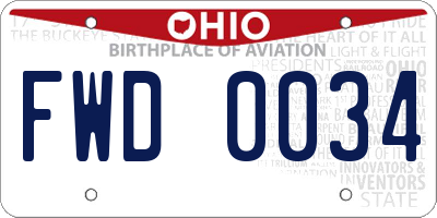 OH license plate FWD0034