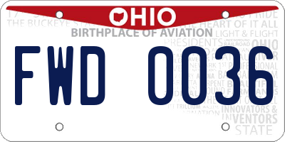 OH license plate FWD0036