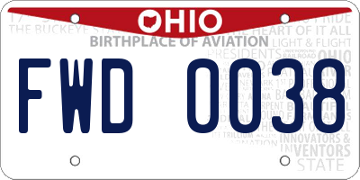 OH license plate FWD0038