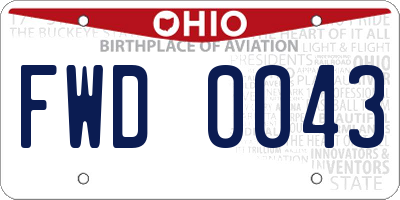 OH license plate FWD0043