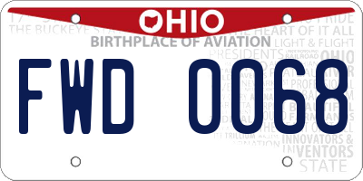 OH license plate FWD0068