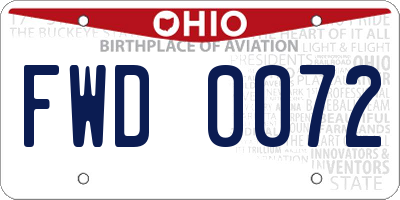 OH license plate FWD0072