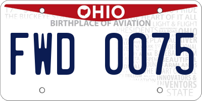 OH license plate FWD0075