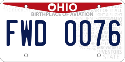 OH license plate FWD0076