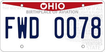 OH license plate FWD0078