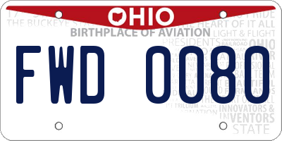 OH license plate FWD0080