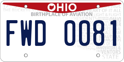 OH license plate FWD0081