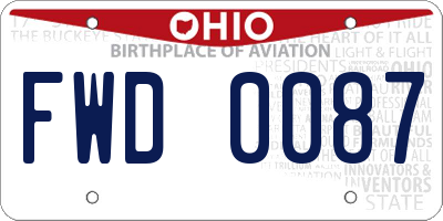 OH license plate FWD0087